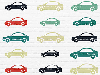 Image showing Tourism concept: Car icons on wall background