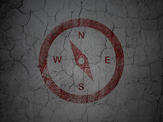 Image showing Travel concept: Compass on grunge wall background