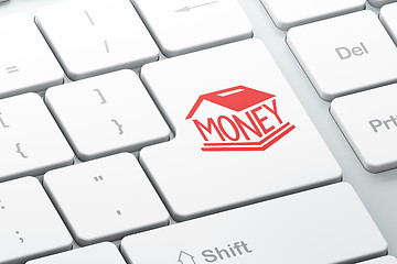 Image showing Money concept: Money Box on computer keyboard background