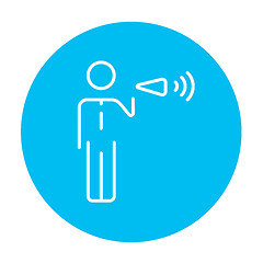 Image showing Businessman with megaphone line icon.