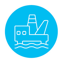 Image showing Offshore oil platform line icon.