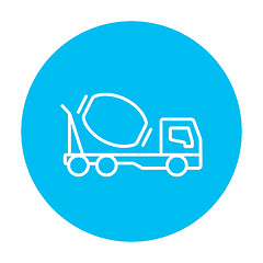 Image showing Concrete mixer truck line icon.