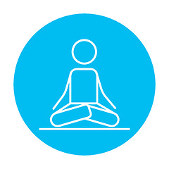 Image showing Man meditating in lotus pose line icon.