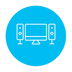 Image showing  Home cinema system line icon.