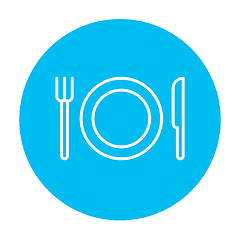 Image showing Plate with cutlery line icon.
