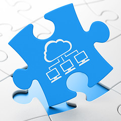 Image showing Cloud technology concept: Cloud Network on puzzle background