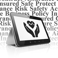 Image showing Insurance concept: Tablet Computer with Heart And Palm on display