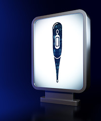 Image showing Health concept: Thermometer on billboard background