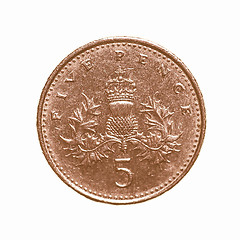 Image showing  Five pence coin vintage