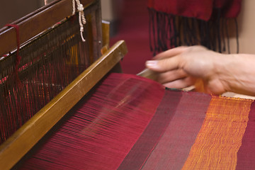 Image showing Old Loom weaving