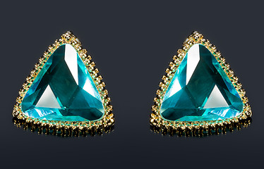 Image showing Pear Diamonds green Earrings