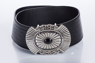 Image showing Black Women\'s belt with a metal buckle