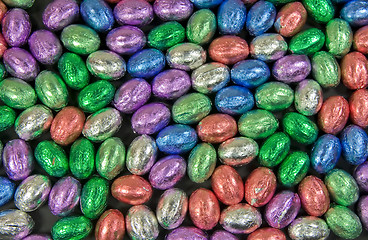 Image showing collection of colourful easter eggs as background