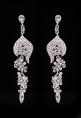 Image showing earrings with jewels on the black