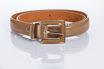 Image showing brown Women\'s belt with rhinestones