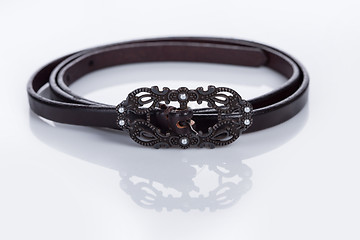 Image showing Black Women\'s belt with a metal buckle