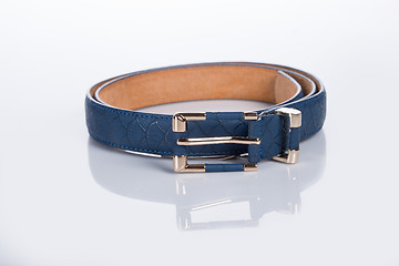 Image showing blue Women\'s belt with rhinestones