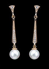 Image showing Pear Diamonds pearl Earrings