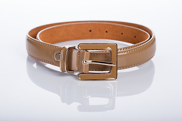 Image showing brown Women\'s belt with rhinestones