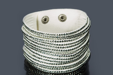 Image showing leather bracelet with crystals