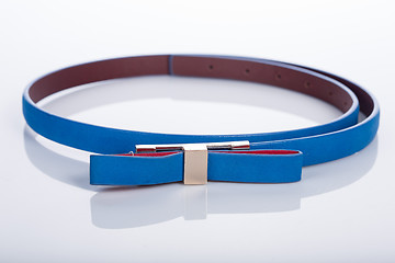 Image showing blue Women\'s belt with rhinestones