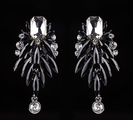 Image showing earrings with jewels on the black