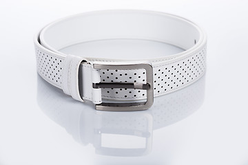 Image showing white Women\'s belt with rhinestones