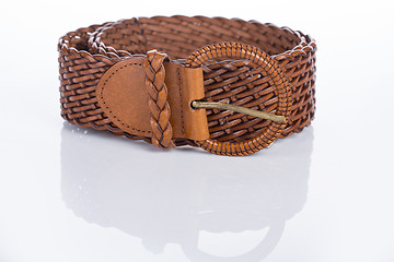 Image showing brown Women\'s belt with rhinestones