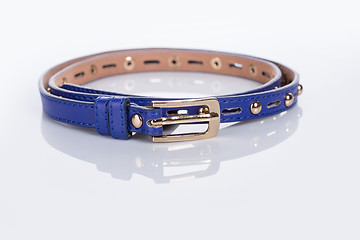 Image showing blue Women\'s belt with rhinestones