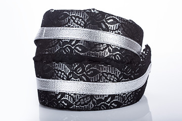 Image showing Black Women\'s belt with rhinestones