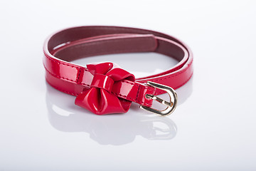 Image showing red Women\'s belt with rhinestones