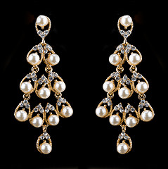 Image showing Pear Diamonds pearl Earrings