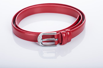 Image showing red Women\'s belt with rhinestones