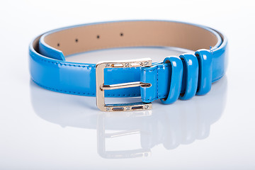 Image showing blue Women\'s belt with rhinestones