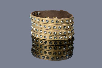 Image showing leather bracelet with crystals