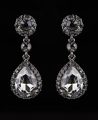 Image showing earrings with jewels on the black