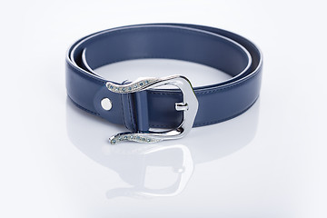 Image showing blue Women\'s belt with rhinestones