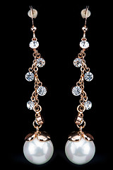 Image showing Pear Diamonds pearl Earrings