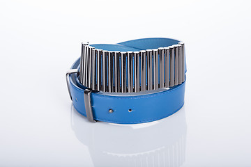 Image showing blue Women\'s belt with rhinestones