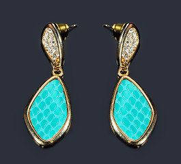 Image showing Pear Diamonds green Earrings