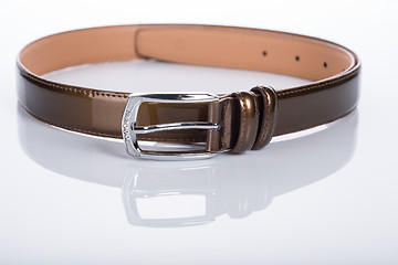 Image showing brown Women\'s belt with rhinestones