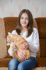 Image showing Girl  with your red cat