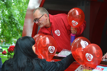 Image showing Norwegian labour party campaign stand