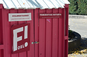 Image showing Feminist Initiative campaign stand