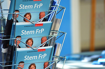 Image showing Progress Party (Fremskrittspartiet) campaign leaflets