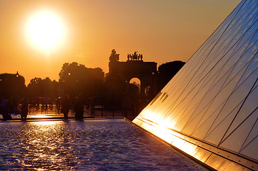 Image showing The Louvre museum in France at sunset