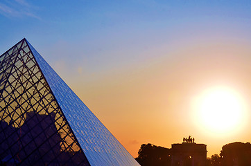 Image showing The Louvre museum in France at sundown