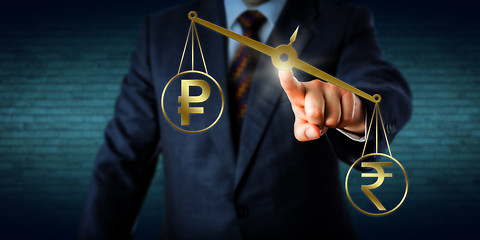 Image showing Indian Rupee Outweighing The Russian Ruble