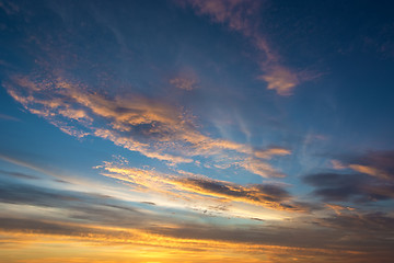 Image showing Beautiful sunset with dramatic clouds.