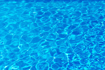 Image showing Blue pool water with sun reflections.